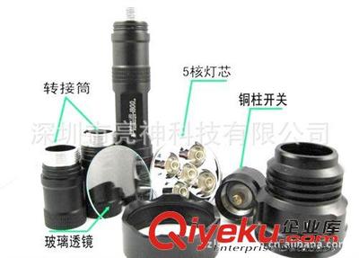 亮神WF-1200L 五灯LED强光远射手电，照亮黑夜的科技之光